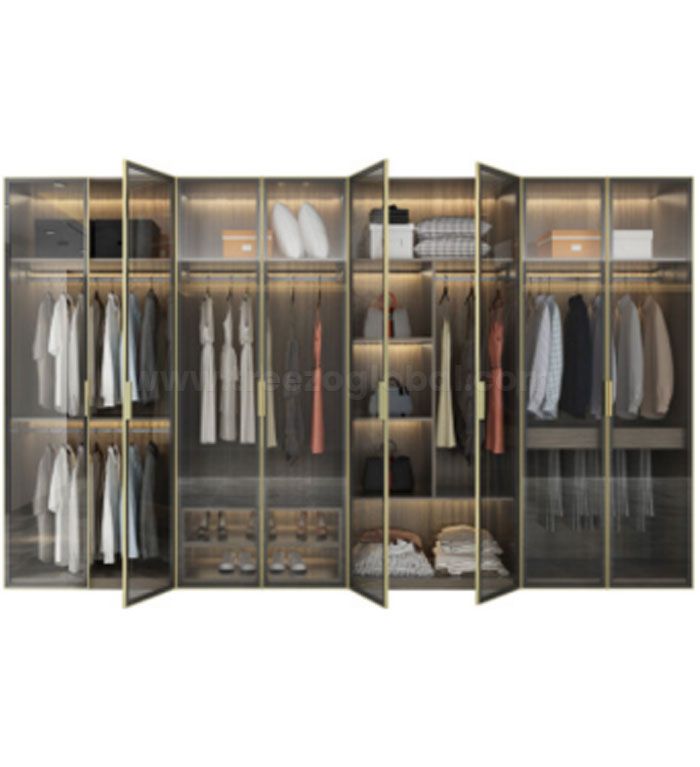 Aluminum Glass Hinged Wardrobe