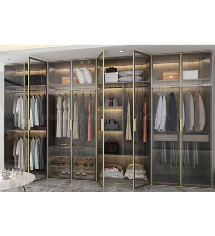 Aluminum Glass Hinged Wardrobe