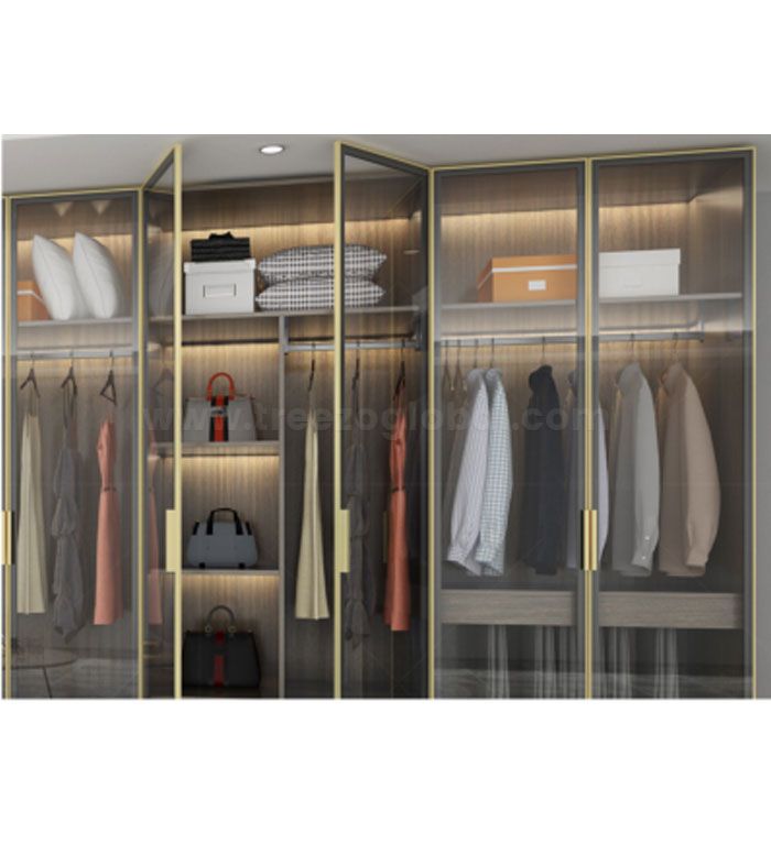 Aluminum Glass Hinged Wardrobe